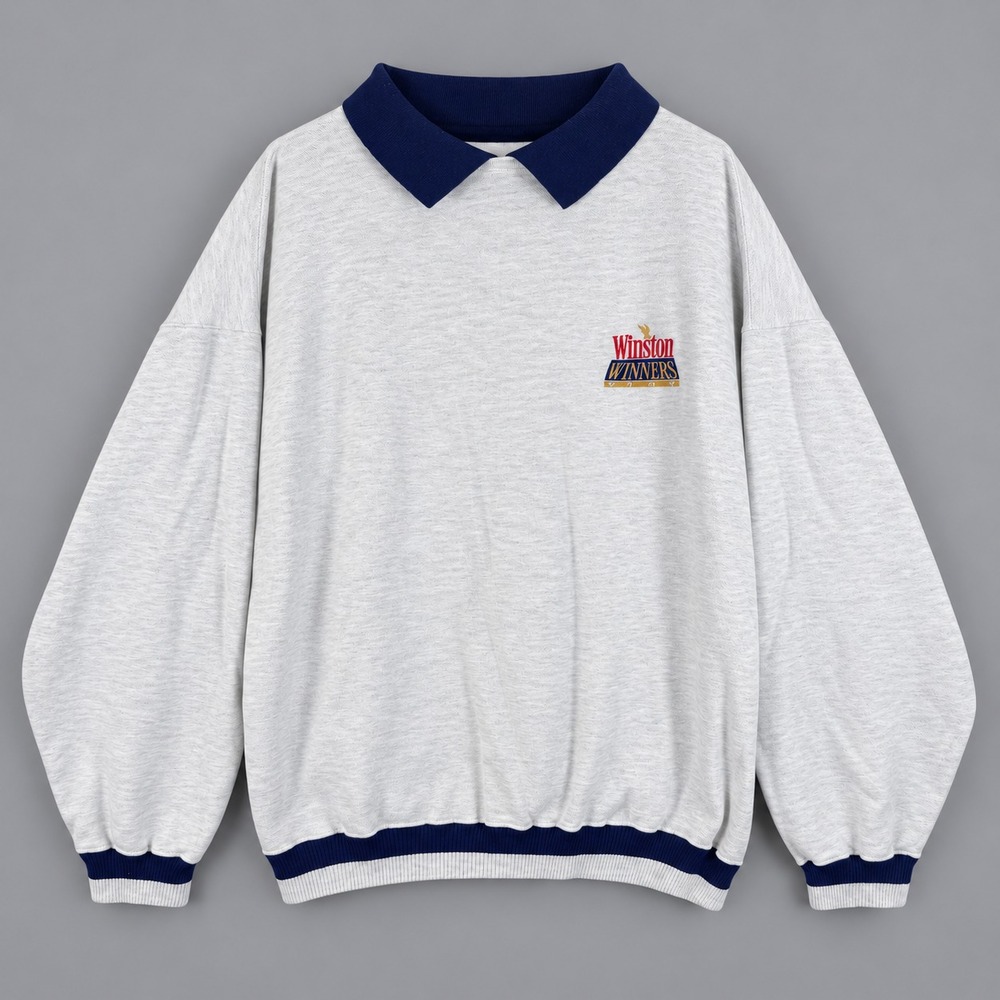 Vintage 90s American Born Winston Winners Sweatshirt Mens Large Gray